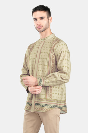 Imperial Mughal Men Long Sleeve Shirt - Brown