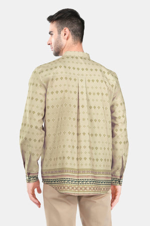 Imperial Mughal Men Long Sleeve Shirt - Brown