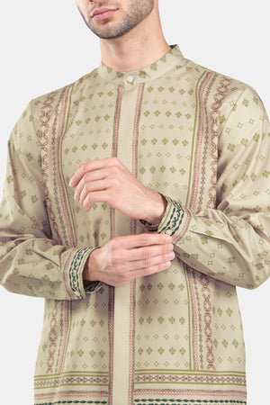 Imperial Mughal Men Long Sleeve Shirt - Brown
