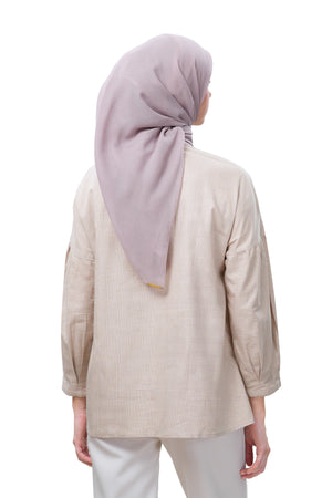 Plaid Pleated Shirt - Cream