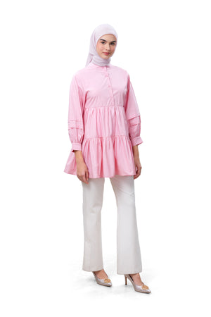 Anesly Tiered Blouse - Pink
