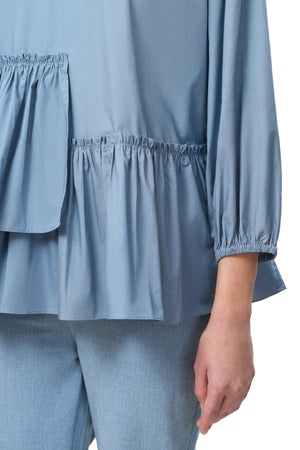 Camilla Ruffle Blouse - Blue Denim