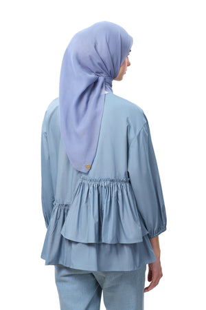 Camilla Ruffle Blouse - Blue Denim