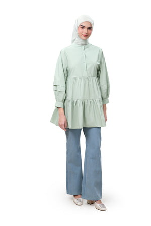 Anesly Tiered Blouse - Mint Green