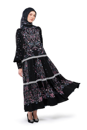 Sweet Eid Tiered Dress - Black