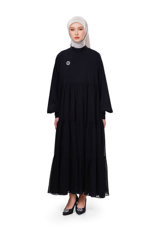 Adara Tiered Dress - Black