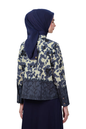 Autumn Grace Crop Shirt - Navy