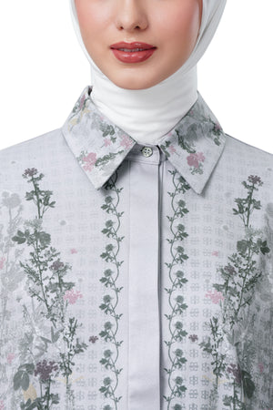 Autumn Grace Peplum Shirt - Grey