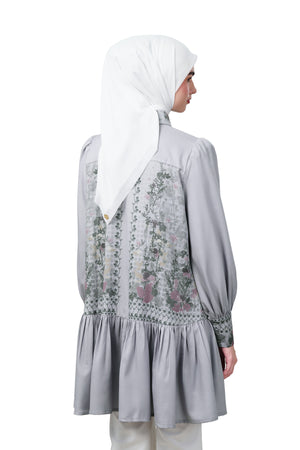 Autumn Grace Peplum Shirt - Grey