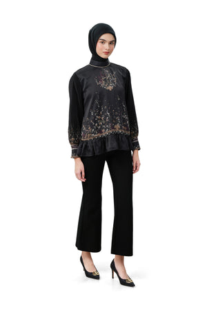 Autumn Grace Pleats Blouse - Black