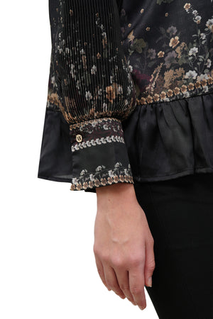 Autumn Grace Pleats Blouse - Black