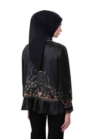 Autumn Grace Pleats Blouse - Black
