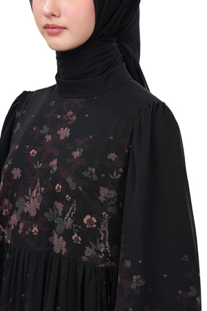 Autumn Grace Tiered Dress - Black