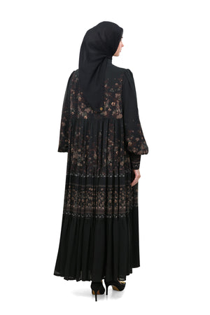 Autumn Grace Tiered Dress - Black