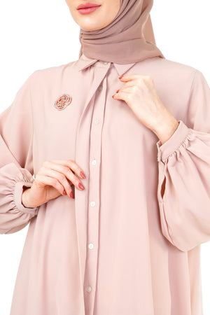 Khansa Shirt Dress - Peach