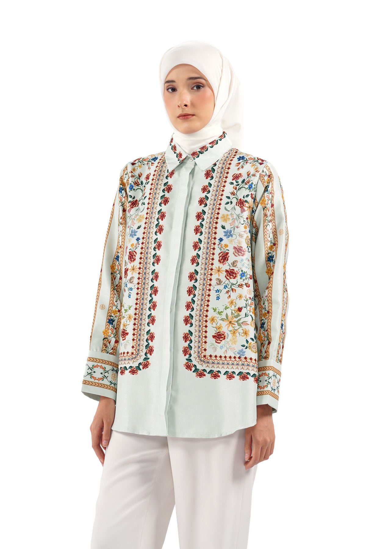 Abu Dhabi Blossom Basic Shirt - Cream
