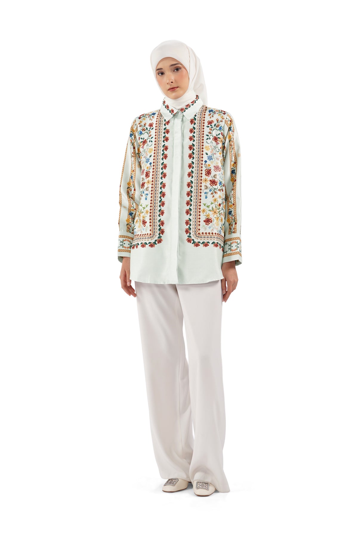 Abu Dhabi Blossom Basic Shirt - Cream