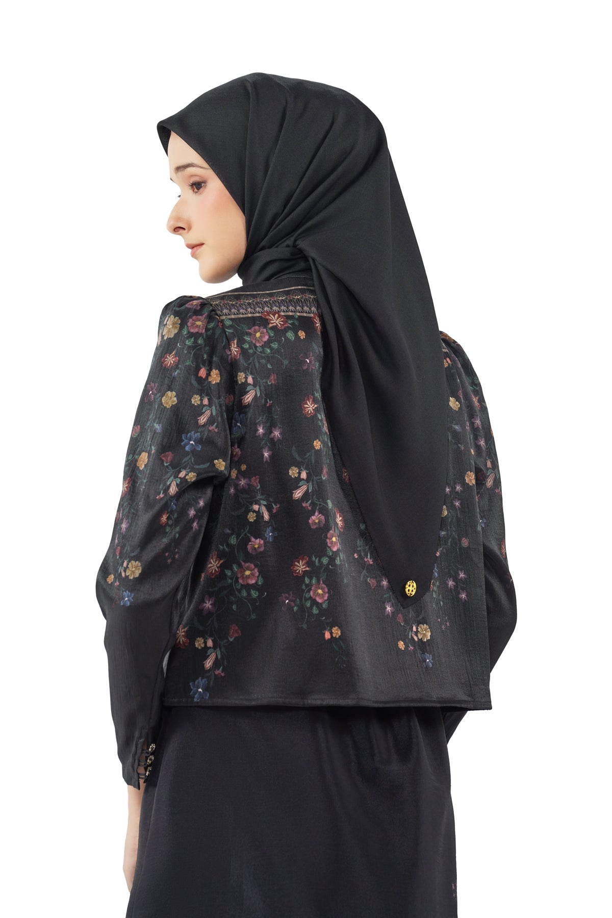 Abu Dhabi Blossom Crop Shirt - Black