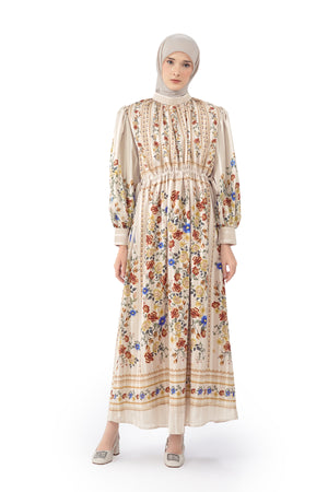 Abu Dhabi Blossom Tight Dress - Cream
