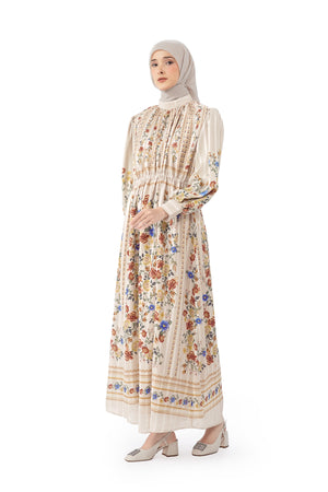 Abu Dhabi Blossom Tight Dress - Cream