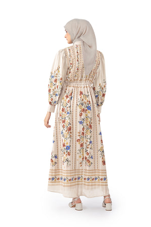 Abu Dhabi Blossom Tight Dress - Cream
