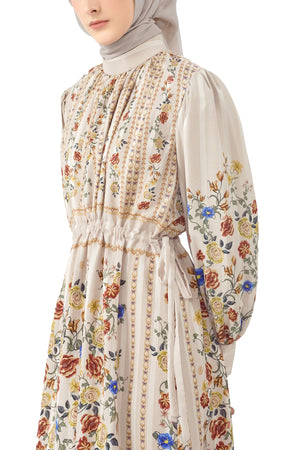 Abu Dhabi Blossom Tight Dress - Cream