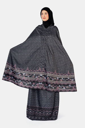 Romantic Eid Pocket Prayer Robe - Black
