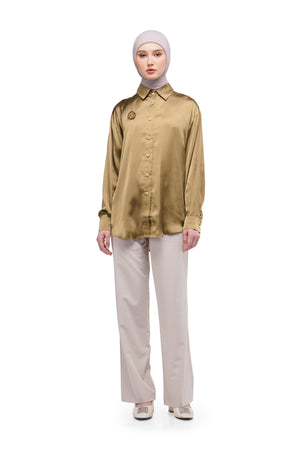 Basic Sateen Shirt - Brown