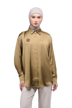 Basic Sateen Shirt - Brown