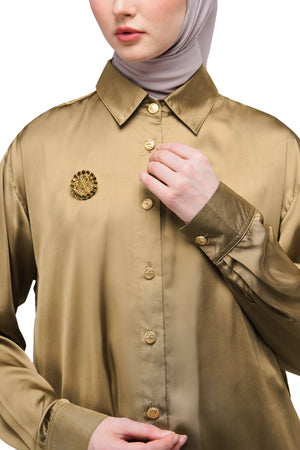 Basic Sateen Shirt - Brown