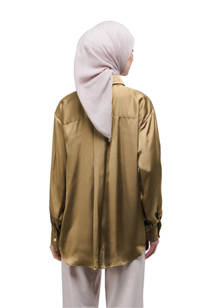 Basic Sateen Shirt - Brown