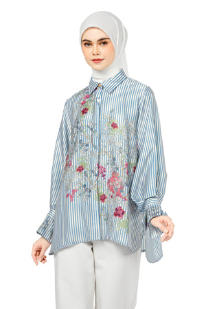 Bonjour Ruffle Shirt - Blue