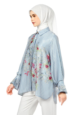 Bonjour Ruffle Shirt - Blue