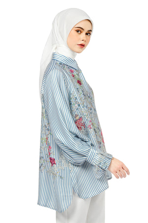 Bonjour Ruffle Shirt - Blue