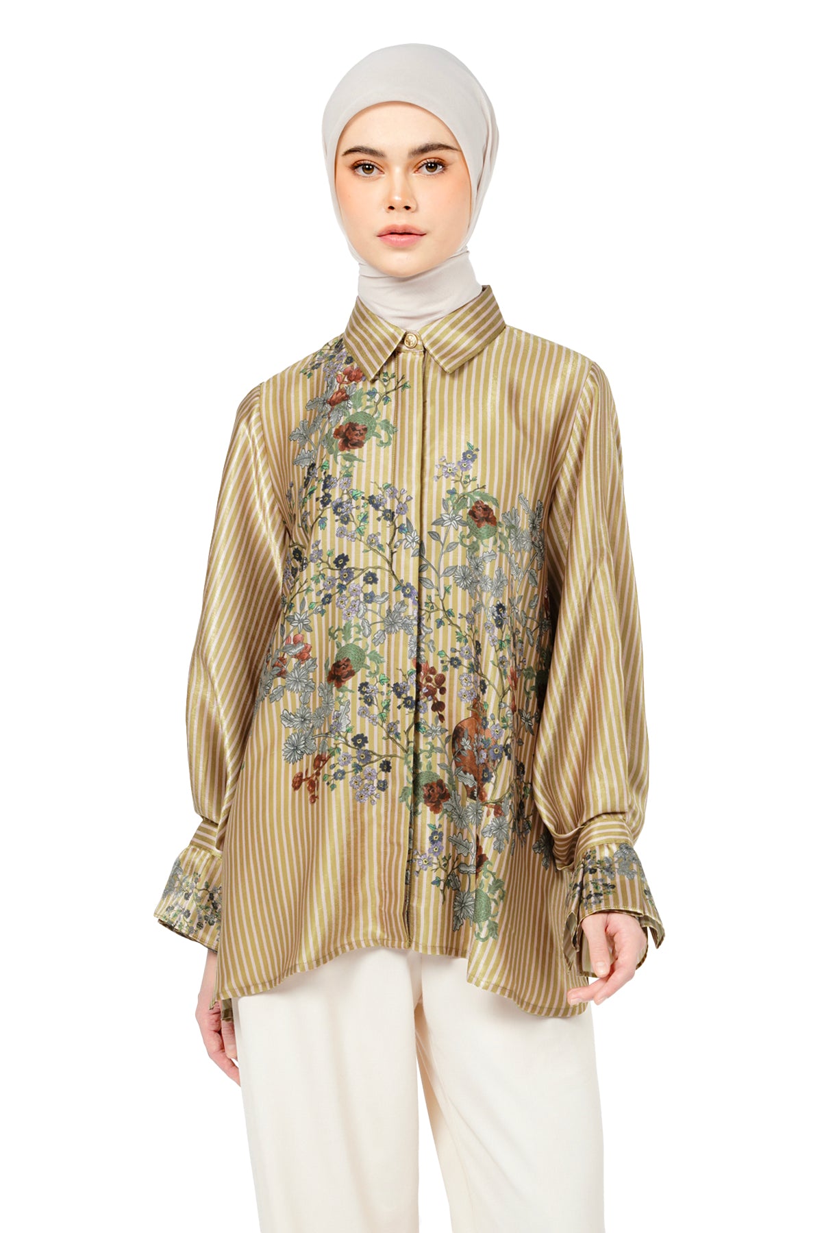 mustard ruffle blouse