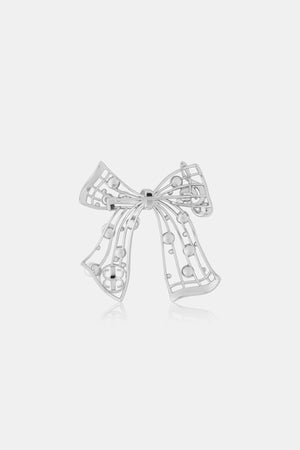 Bow Pearl Brooch - Silver