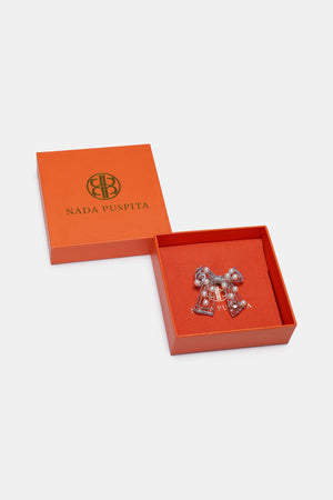 Bow Pearl Brooch - Silver