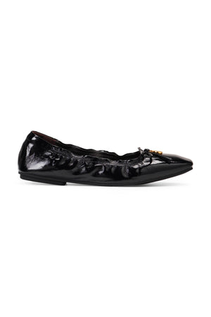 Bow Roll Up Ballet Shoes - Black