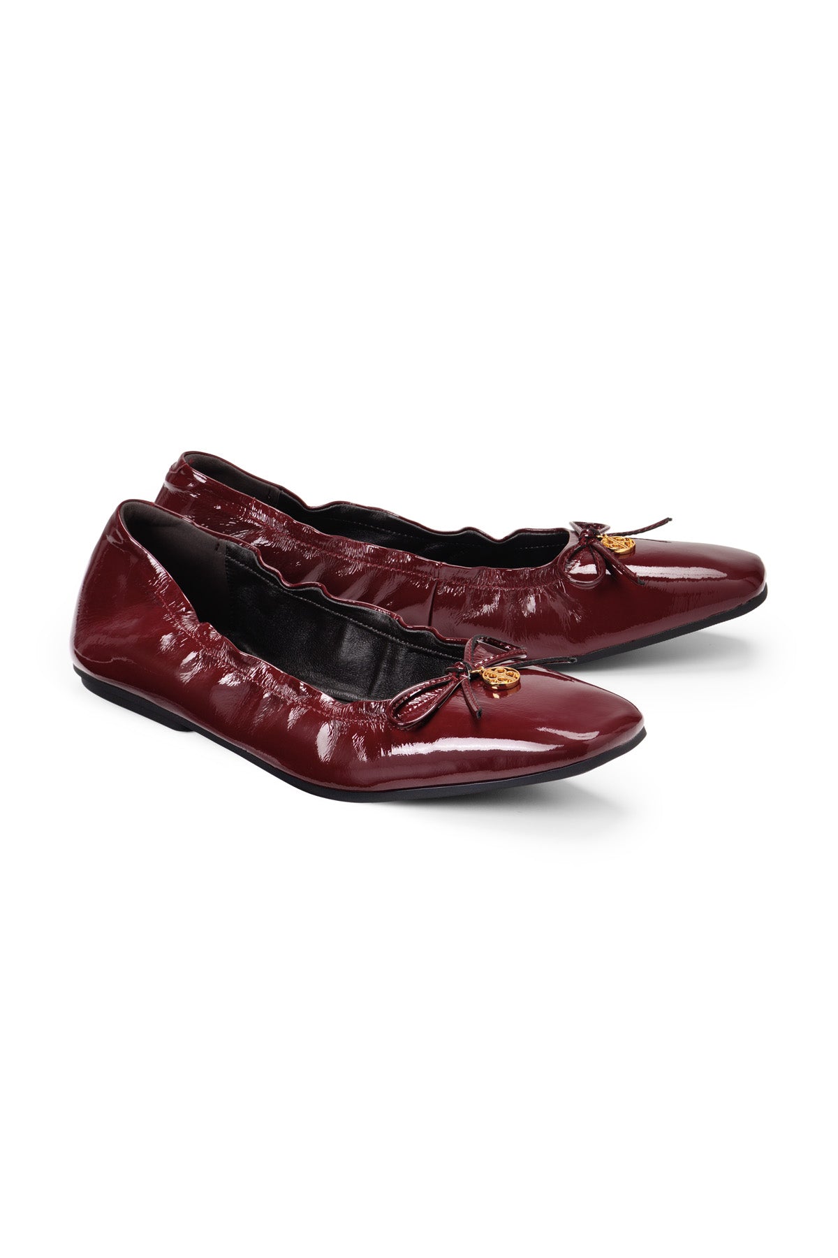 Bow Roll Up Ballet Shoes - Maroon