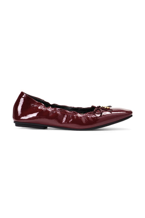 Bow Roll Up Ballet Shoes - Maroon