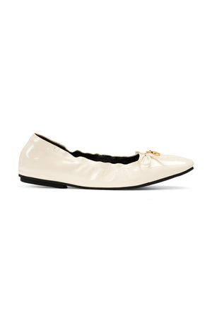 Bow Roll Up Ballet Shoes -  White