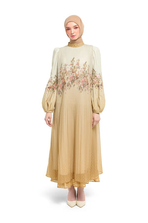 Ciao Bella Pleated Maxi Dress - Rustic Yellow