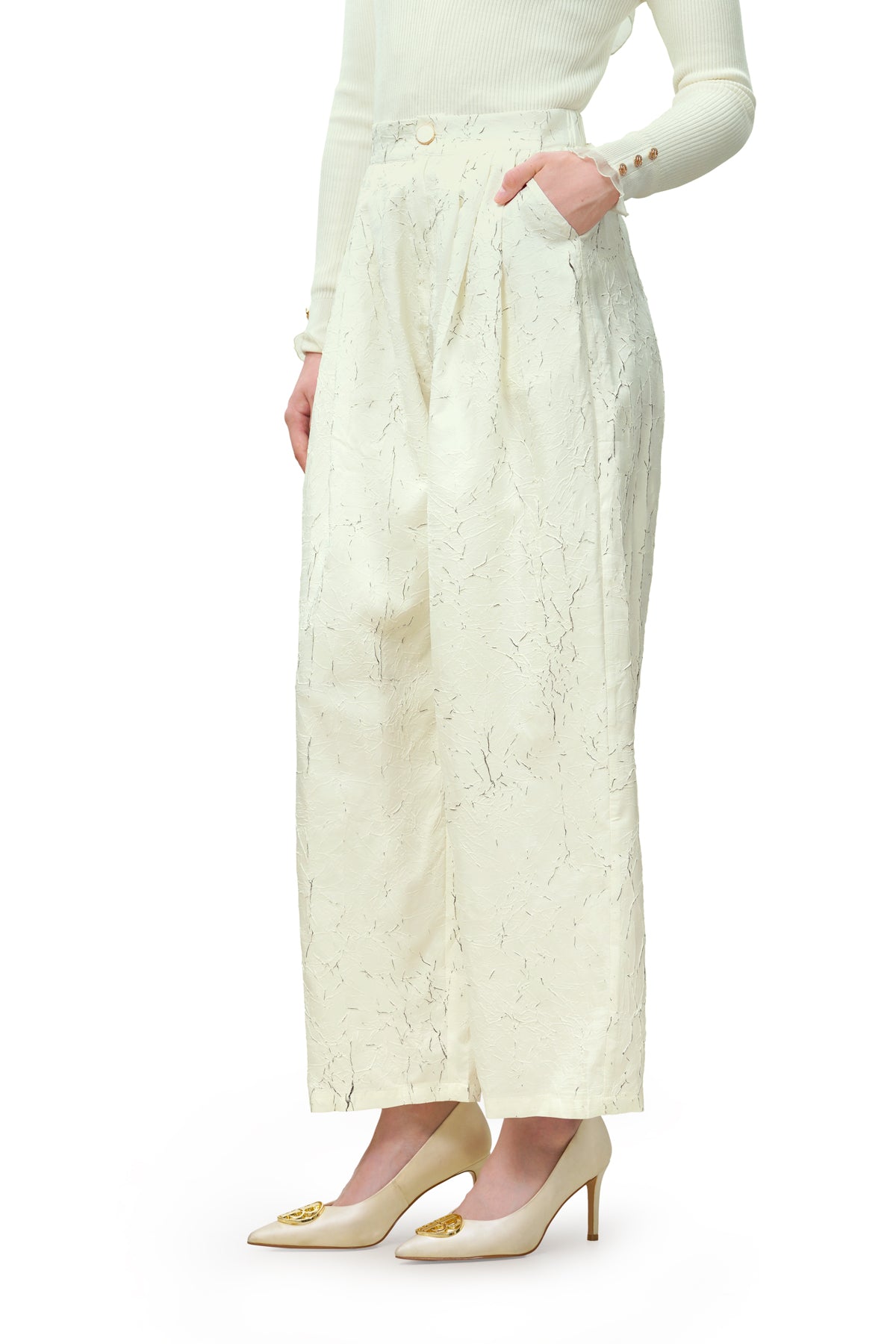 Clea Texture Pants - White
