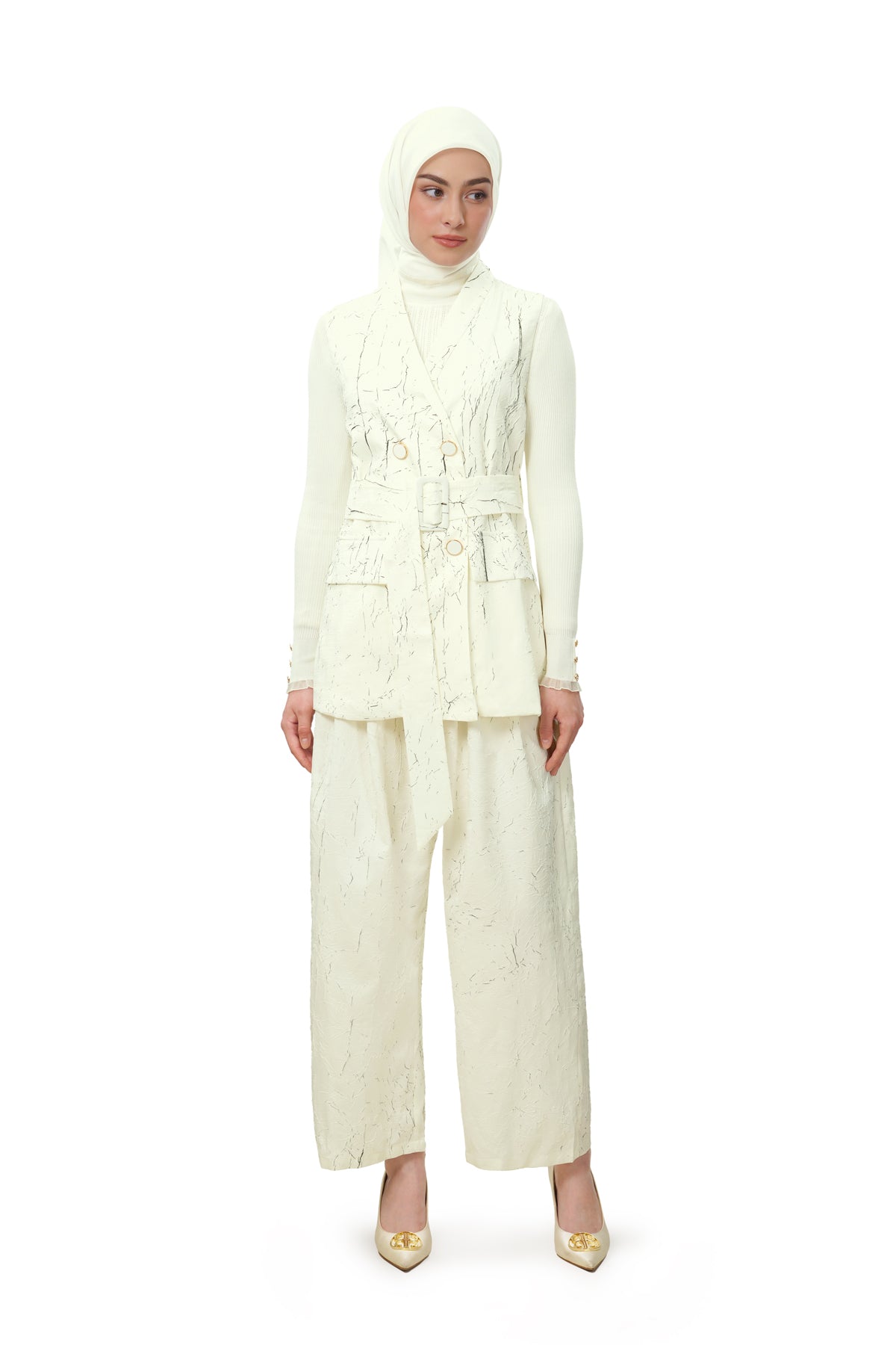 Clea Texture Vest - White
