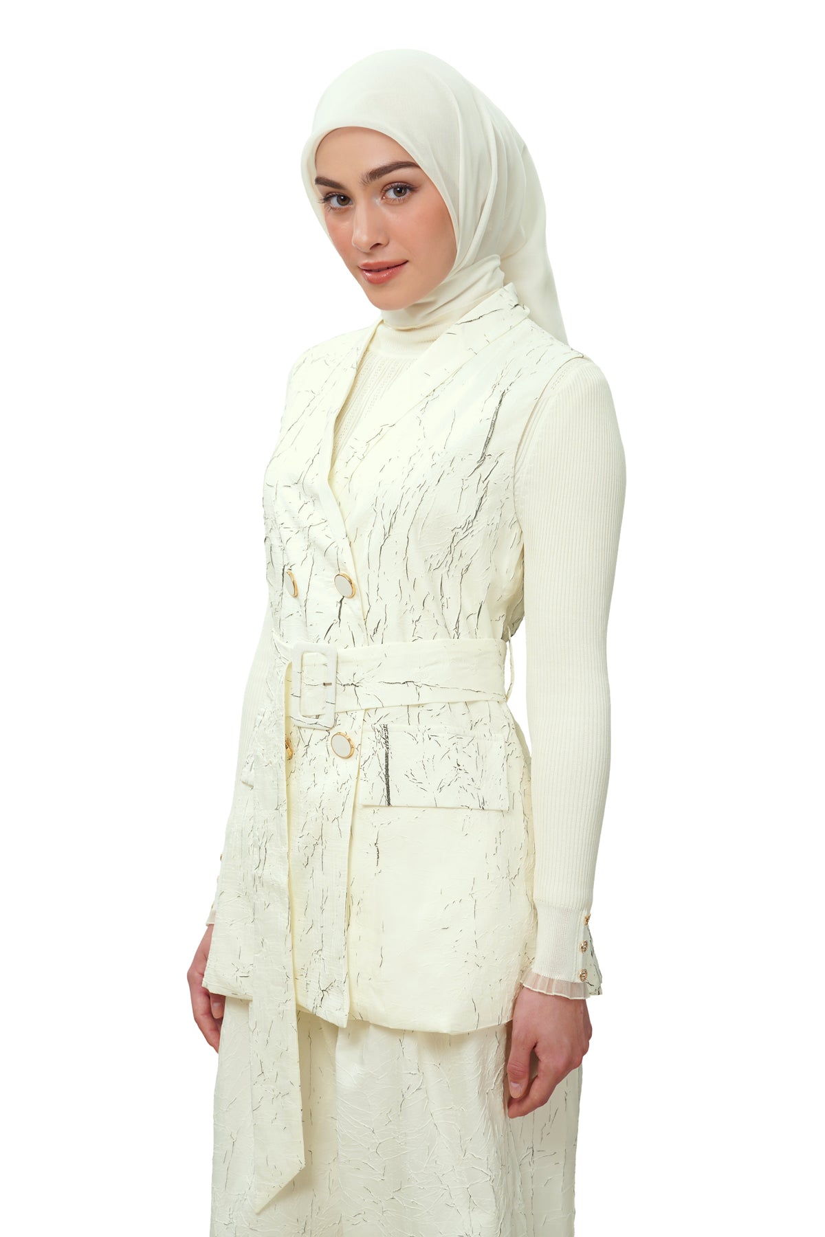 Clea Texture Vest - White