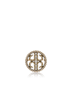 Crystal Braided Mini Brooch - Antique Gold