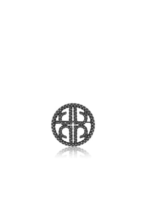 Crystal Braided Mini Brooch - Black