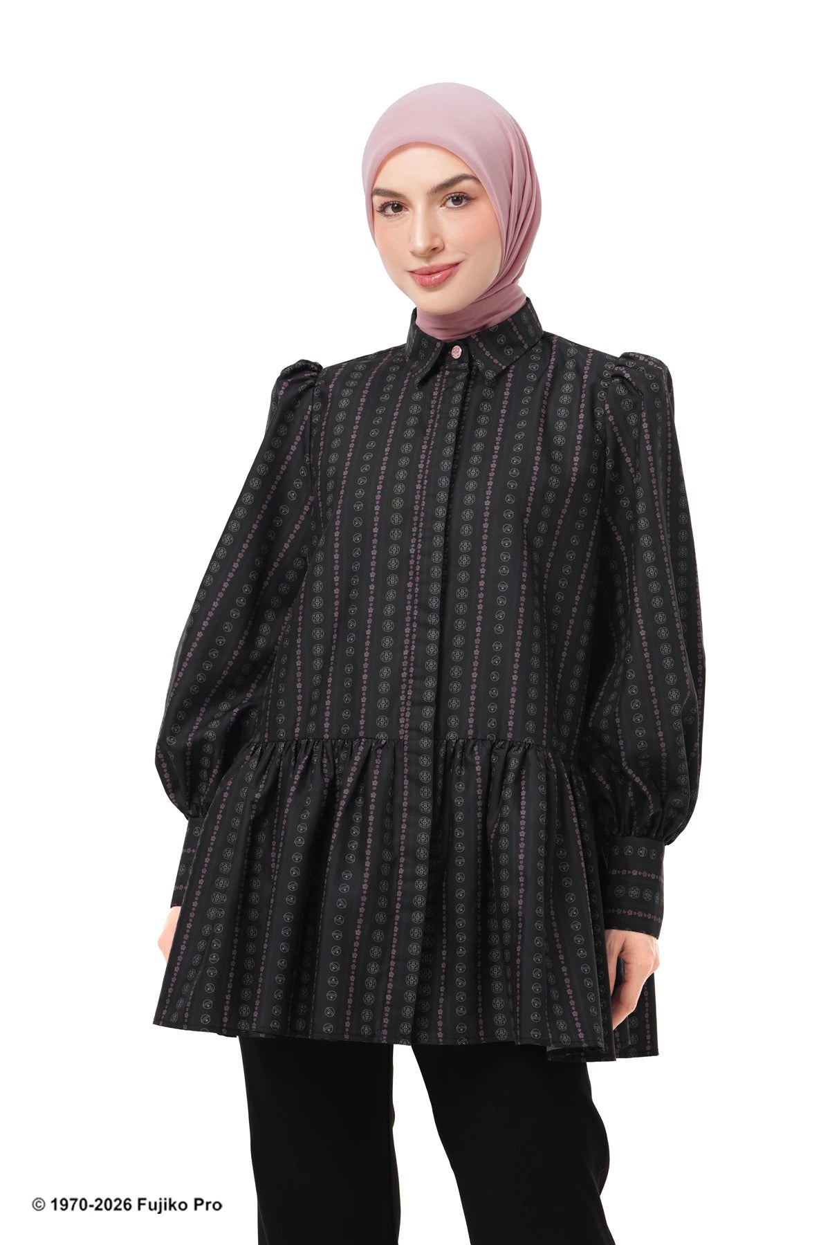 Doraemon Peplum Shirt - Black