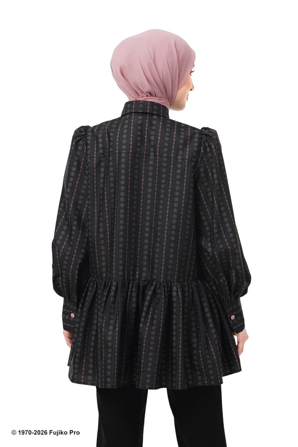 Doraemon Peplum Shirt - Black
