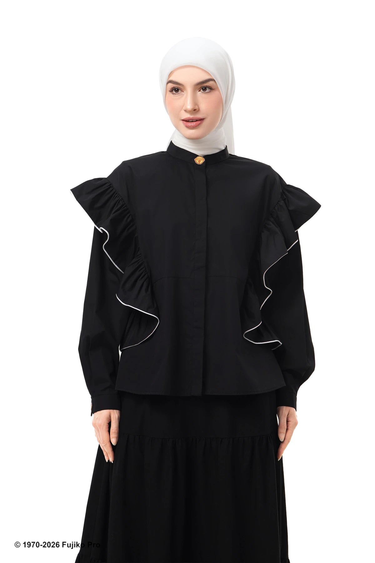 Doraemon Ruffle Shirt - Black